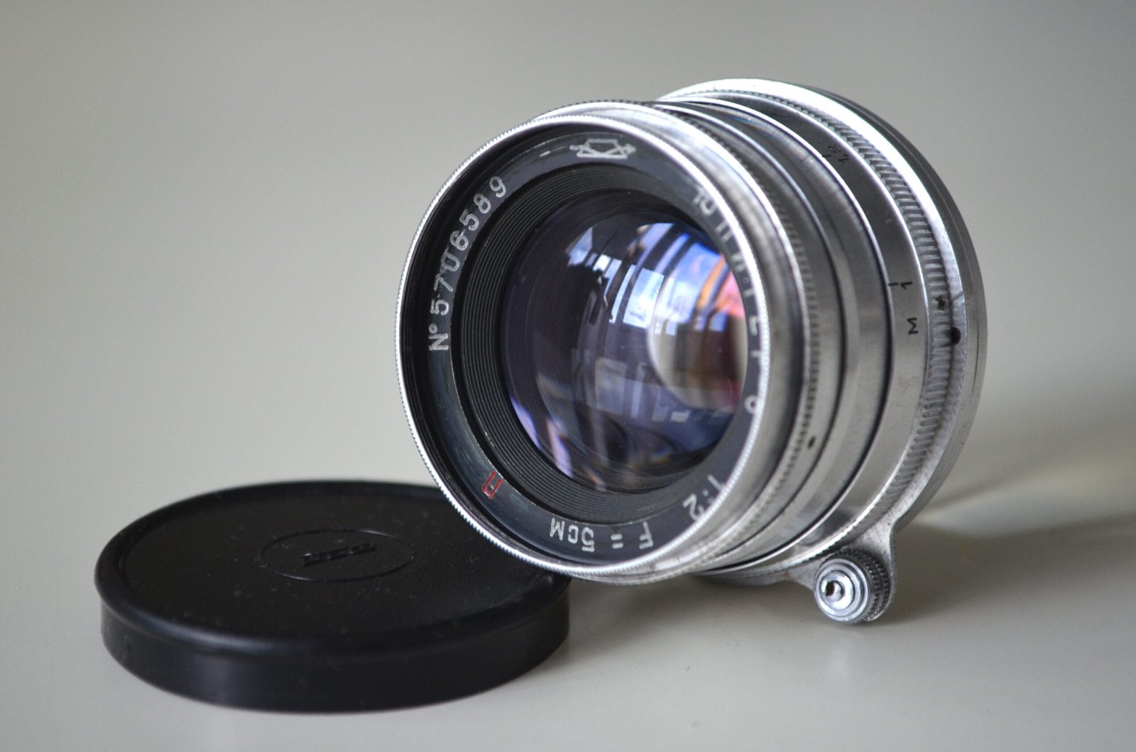 Early Jupiter 8 2/50mm KMZ Red P M39 rangefinder soviet lens s/n 5706589