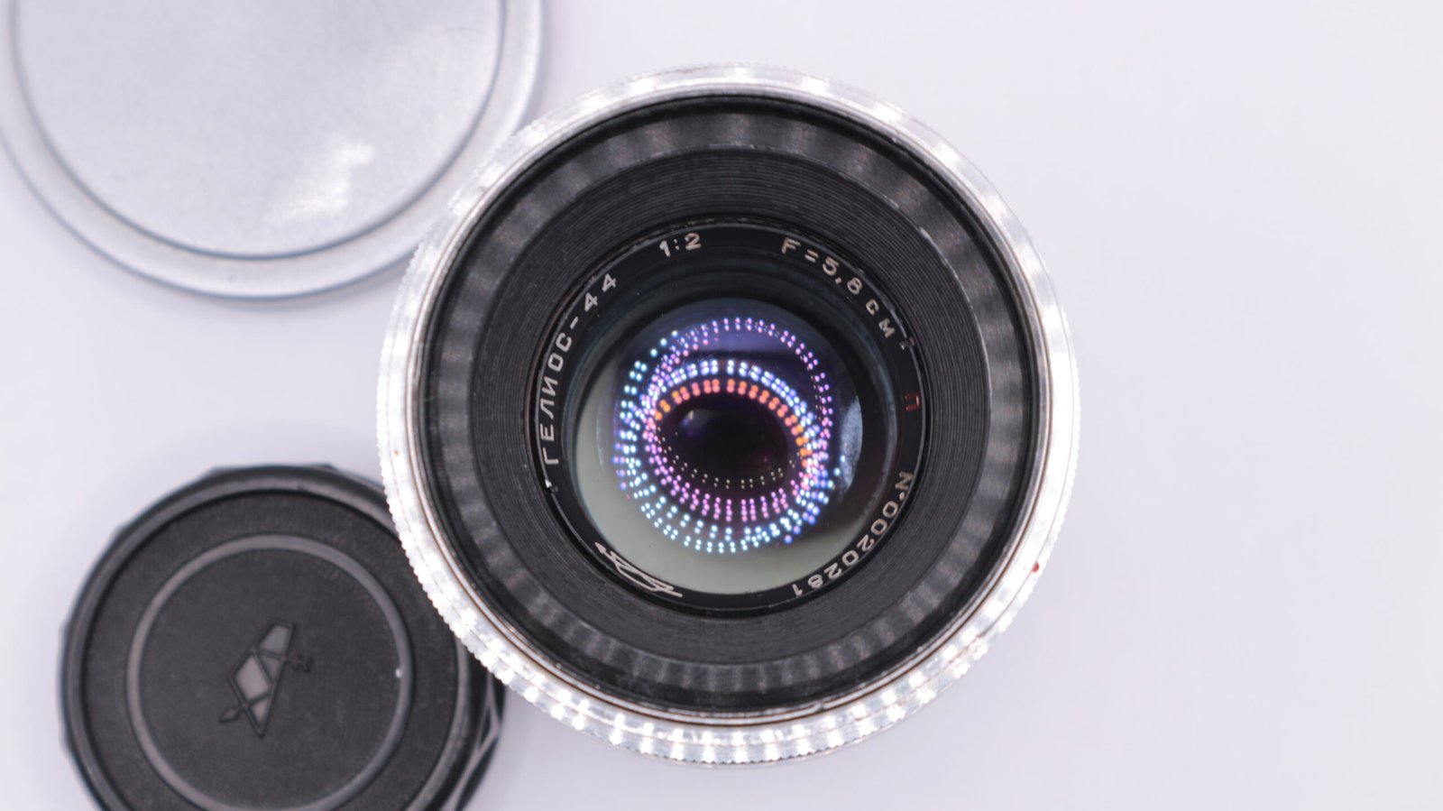 Rare HELIOS 44 Red P KMZ Lens M39 Silver 13 blades S/N 0020281 - Image 3