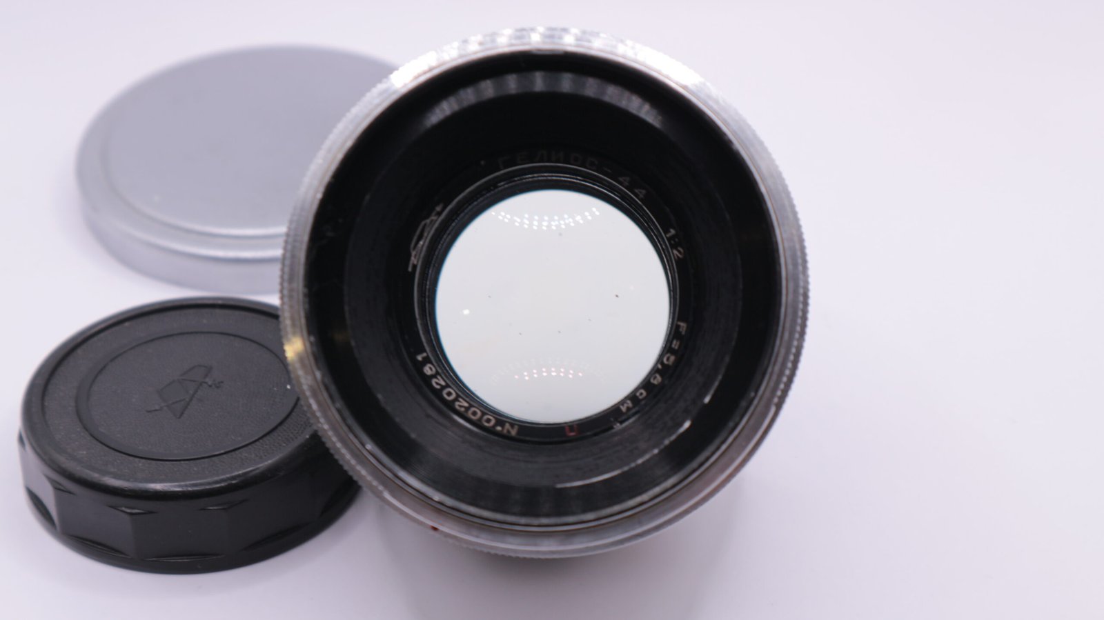 Rare HELIOS 44 Red P KMZ Lens M39 Silver 13 blades S/N 0020281 - Image 4