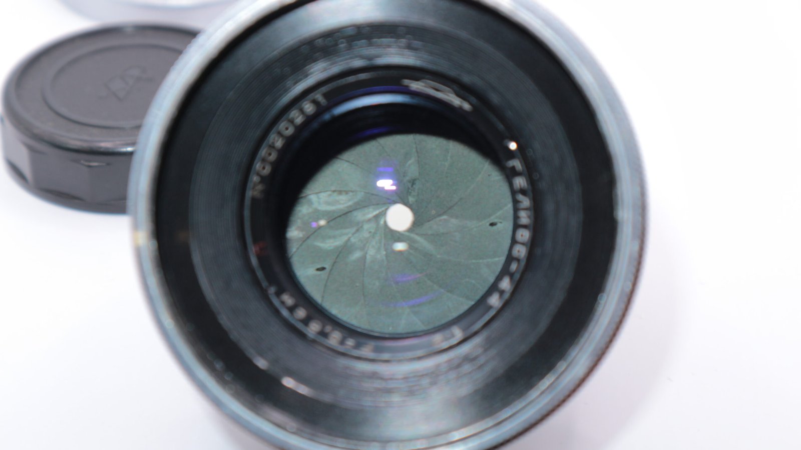 Rare HELIOS 44 Red P KMZ Lens M39 Silver 13 blades S/N 0020281 - Image 2