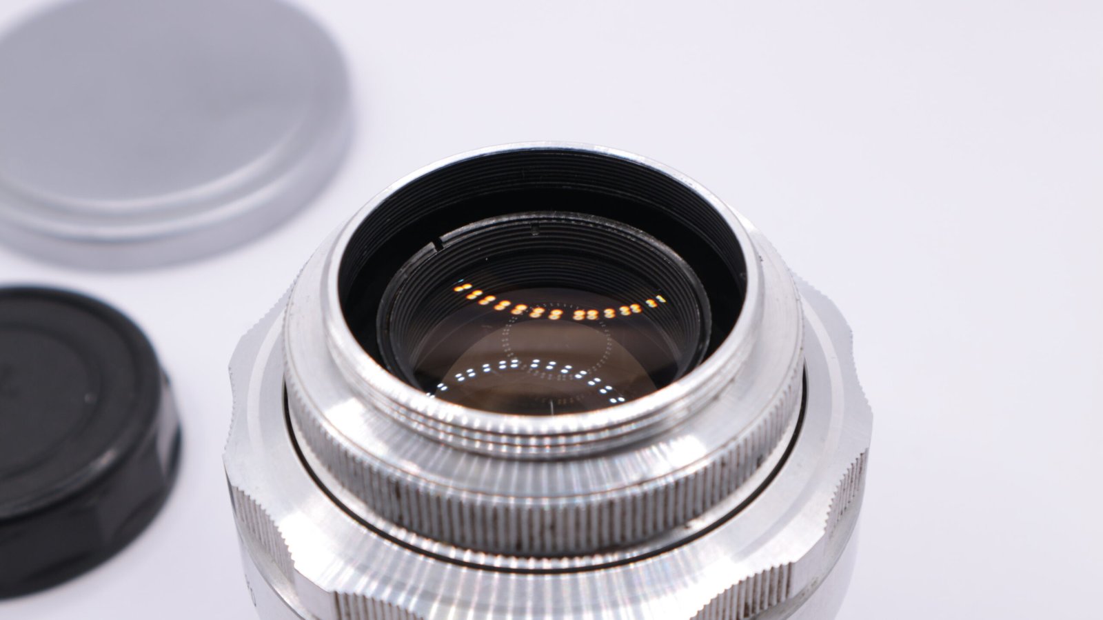 Rare HELIOS 44 Red P KMZ Lens M39 Silver 13 blades S/N 0020281 - Image 7